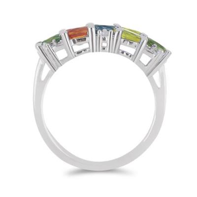 BUY 925 SILVER MULTI SAPPHIRE GEMSTONE CLUSTER RING 